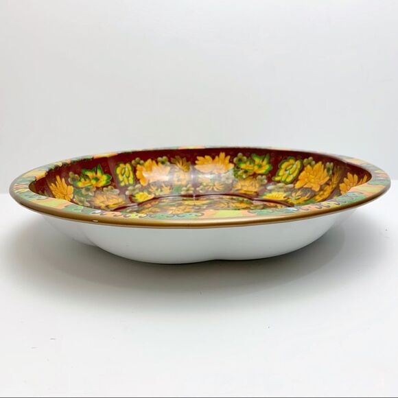 Vintage MCM Daher Orange Floral Circle Tin Plate - Picture 7 of 8